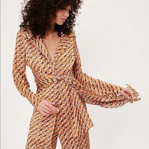 Nasty Gal Orange and White Button Down Shirt